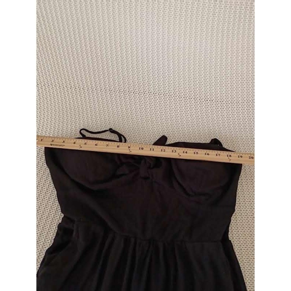 Lily Rose XL Black Wide Leg Jumpsuit Sweetheart Tie Front Smocked Coquette Curve - Picture 11 of 15